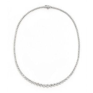 10.00 Carat Natural Diamond Graduated Necklace G SI 14K White Gold 16''
